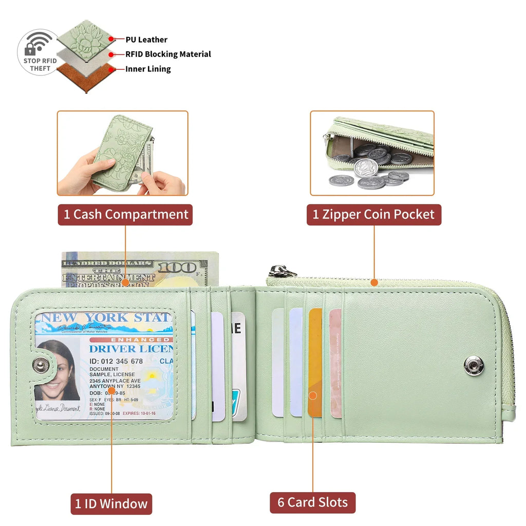 Monedero con cremallera para mujer con diseño en relieve de llavero, múltiples ranuras para tarjetas, billetera de gran capacidad, accesorios de moda