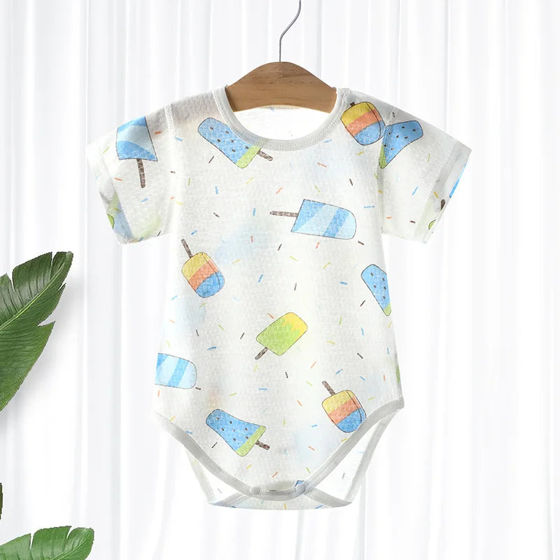 Bebé fino algodón malla manga corta ropa de bebé monos recién nacidos niños y niñas ropa de una pieza Bebes Recien Nacidos 0 A 3