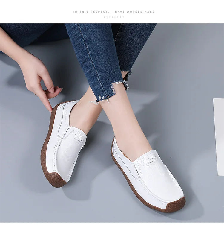 Zapatos informales De cuero genuino para Mujer, zapatillas De ocio, mocasines sin cordones De marca De lujo para Mujer, mocasines suaves para Mujer, Zapatos De Mujer