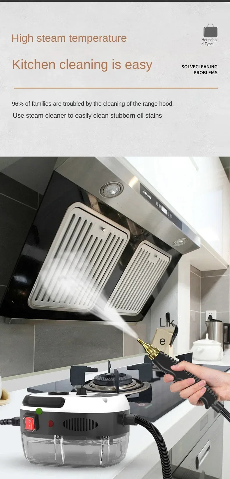 Limpiador de vapor de alta temperatura para el hogar, esterilización, aire acondicionado, capó de cocina, Limpiador de vapor para coche, enchufe US, EU, UK, AU, 2500W
