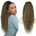 Extensión de cabello de cola de caballo ondulada y rizada larga para mujer, postizos de cola de caballo con cordón, cola de caballo falsa sintética, negro, Rubio y rojo