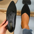 Zapatos planos de gamuza con punta en pico para mujer, estilo casual con corte en V, cómodos para el trabajo y la oficina, suela suave, mocasines sin cordones.
