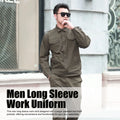 Camisa de trabajo para hombre, uniforme Industrial de algodón de manga larga verde, duradera, transpirable para construcción, uso diario al aire libre