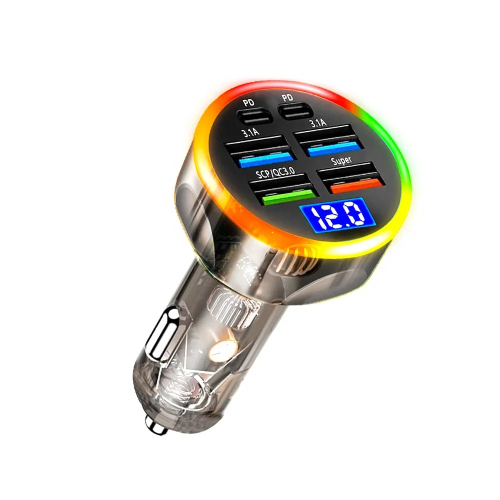 Cargador de coche USB 250W PD QC3.0 cargador de teléfono de coche de carga rápida para iPhone Samsung Xiaomi adaptador de encendedor de cigarrillos de coche de carga rápida