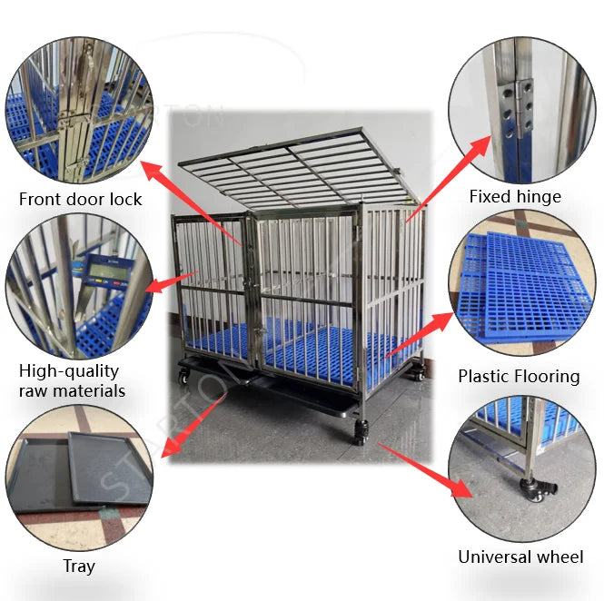 Jaula Plegable de Alambre Metálico Reforzado de Acero Inoxidable para Perros Grandes, Casetas Plegables para Mascotas, Jaulas para Perros Adultos en Oferta