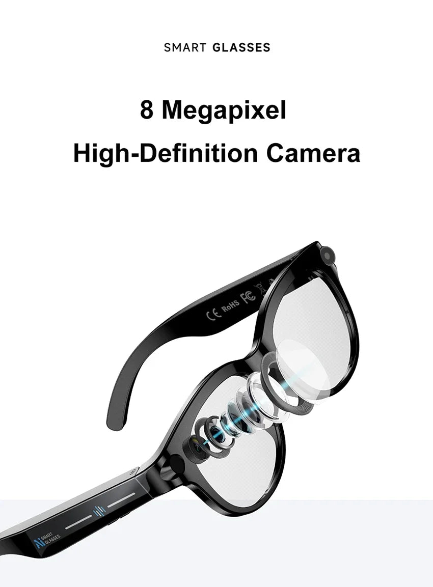 Gafas Inteligentes Xiaomi con IA, Cámara de Video de 800W, Traducción Multifuncional por IA, Minutas de Reuniones, Control de Música, Transmisión Wifi