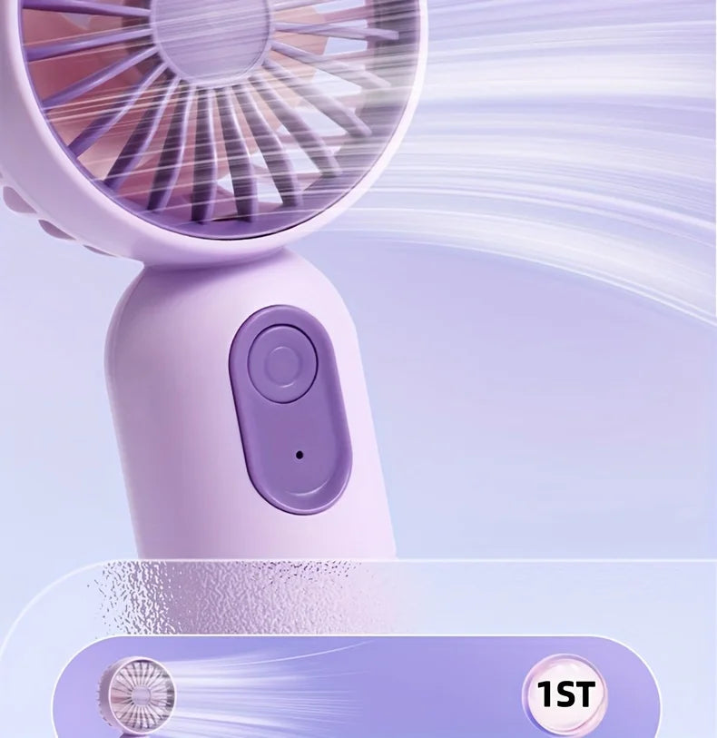 Mini ventilador portátil, pequeño ventilador de mano, carga USB, ventilador de mano de 3 velocidades adecuado para oficina, viajes al aire libre y camping