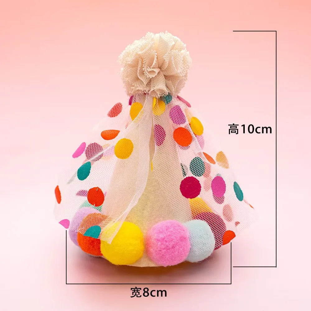Sombrero de cumpleaños colorido para perros y gatos, bufanda ajustable para cumpleaños, conjunto de sombrero, babero para perros, vestido de fiesta de cumpleaños para mascotas, sombrero, accesorios para perros