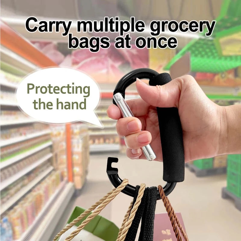 Mosquetón grande para cochecito, ganchos, organizador, anillo en D de aluminio, llavero con resorte, Clip, asa de transporte para colgar bolsos, bolsas de compras