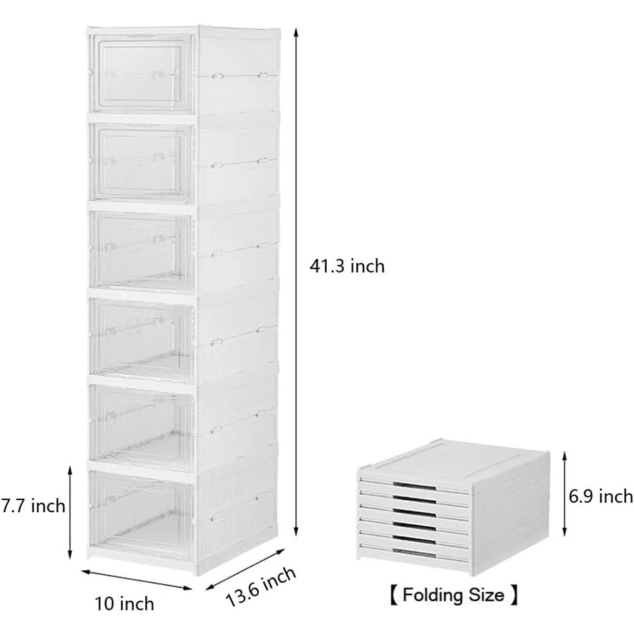 Zapatero apilable de plástico transparente, caja de almacenamiento de zapatillas, organizador de zapatos plegable, a prueba de polvo, gabinete de ahorro de espacio