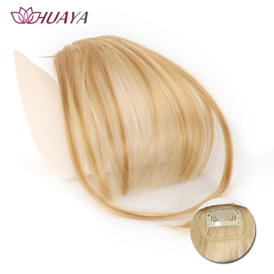 HUAYA-flequillo de aire sintético para mujer, pelo falso corto Natural, Invisible, sin costuras, extensiones de cabello frontal