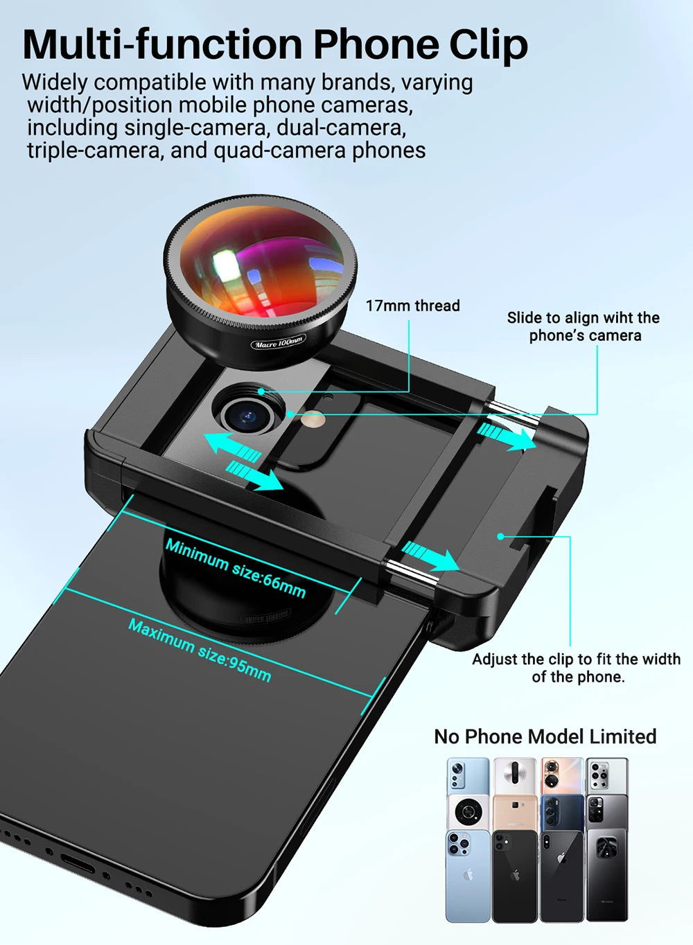 APEXEL nueva llegada 4k HD 100mm macro Micro lente con filtro CPL abrazadera multifuncional para iPhone Samsung y todos los teléfonos inteligentes