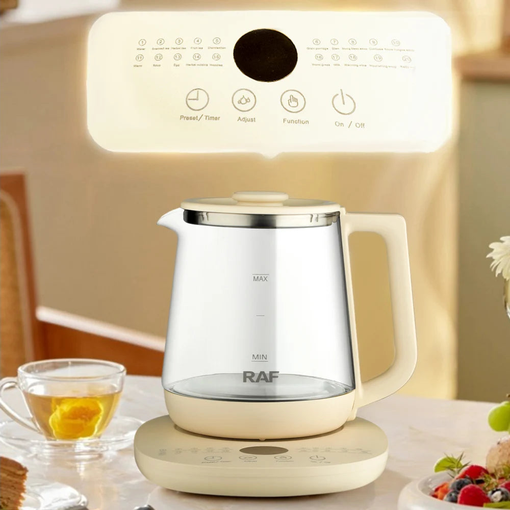 Olla para conservar la salud, hervidor eléctrico de vidrio de 1,5 l, electrodomésticos de cocina, hervidor inteligente, té y café multifuncional automático