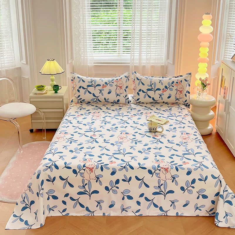 Sábanas Suaves y Agradables al Tacto, Estampadas, para el Hogar, Planas, para Cama King, Queen, Individual, Doble, Transpirables, Duraderas, 1 o 3 Piezas/Juego