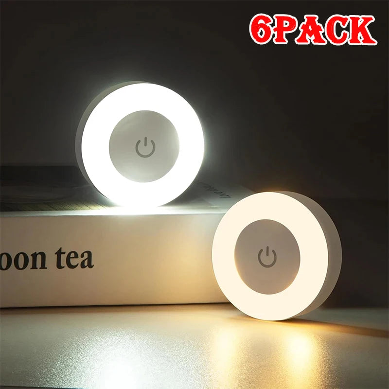 Luces LED de noche con Sensor táctil, lámpara de noche de pared regulable de 3 colores, recargable por USB, magnética, para habitación, pasillo y dormitorio, 1-6 uds.
