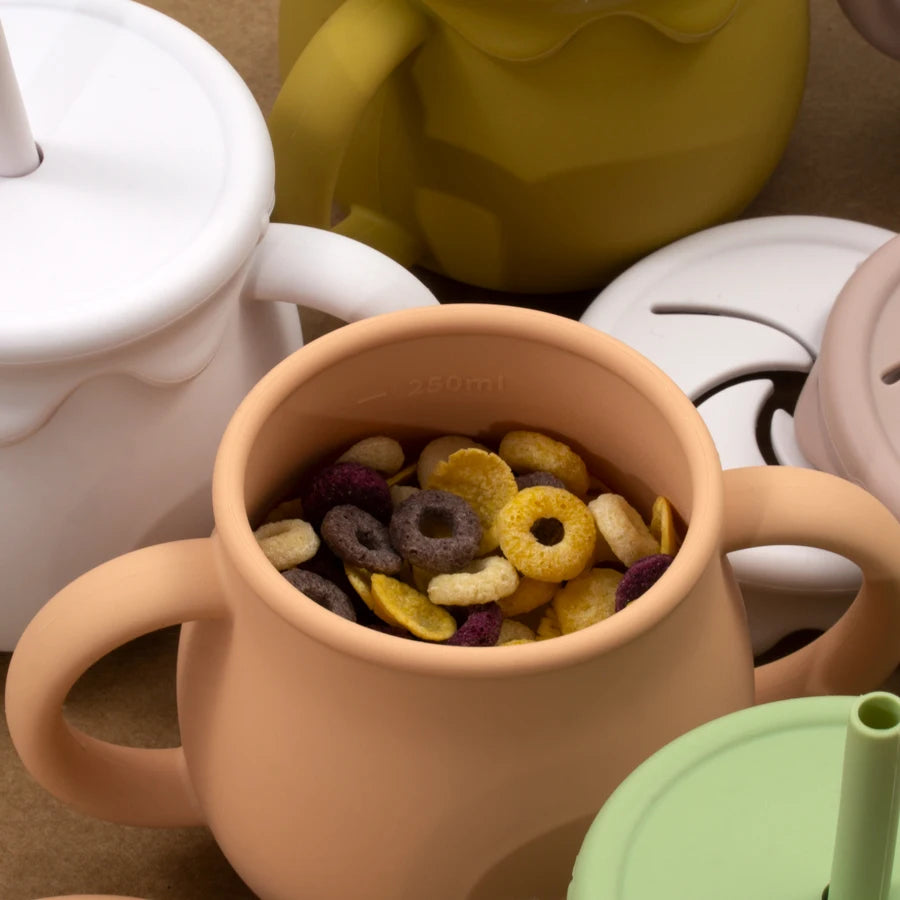 Tazas de alimentación de bebé, vasos portátiles, taza para sorber, contenedor de comida sólida, taza para aperitivos, tazas de aprendizaje para niños pequeños, suministros para recién nacidos