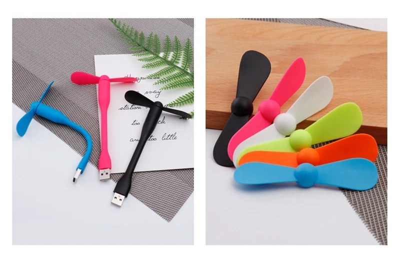 Mini ventilador USB, ventilador de refrigeración Flexible para banco de energía, portátil, PC, cargador de CA, ventilador de mano portátil, dispositivo de verano para ordenador