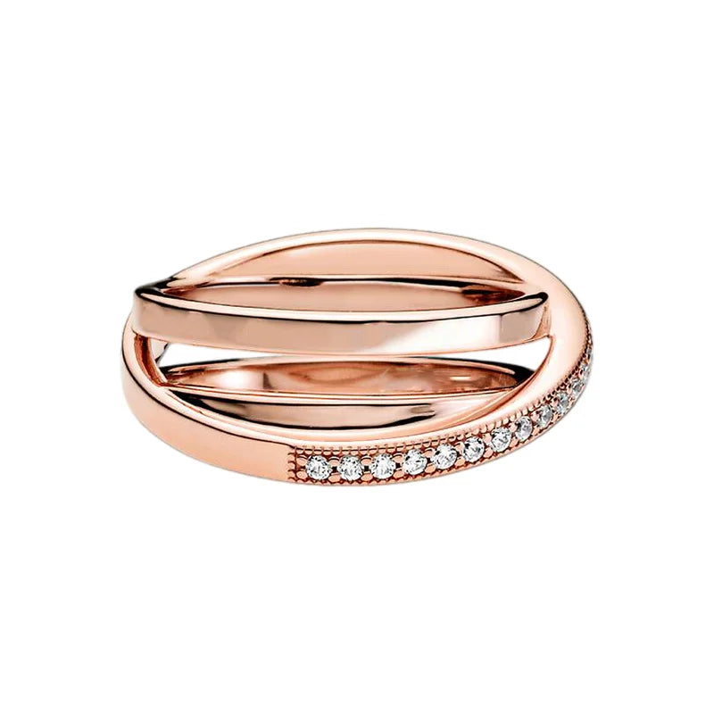 Anillo de Plata 925 con Corona y Corazón de Circonio Dorado para Mujer, Joyería Europea de Moda para Bodas y Fiestas, Regalo DIY