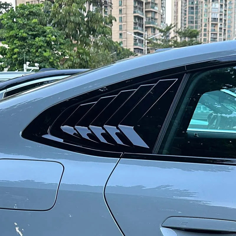 WoeFor 2020-2024 BMW Serie 4/i4 G22 persianas triangulares traseras ABS negro piano, accesorios de modificación exterior para coche, juego de 2 piezas
