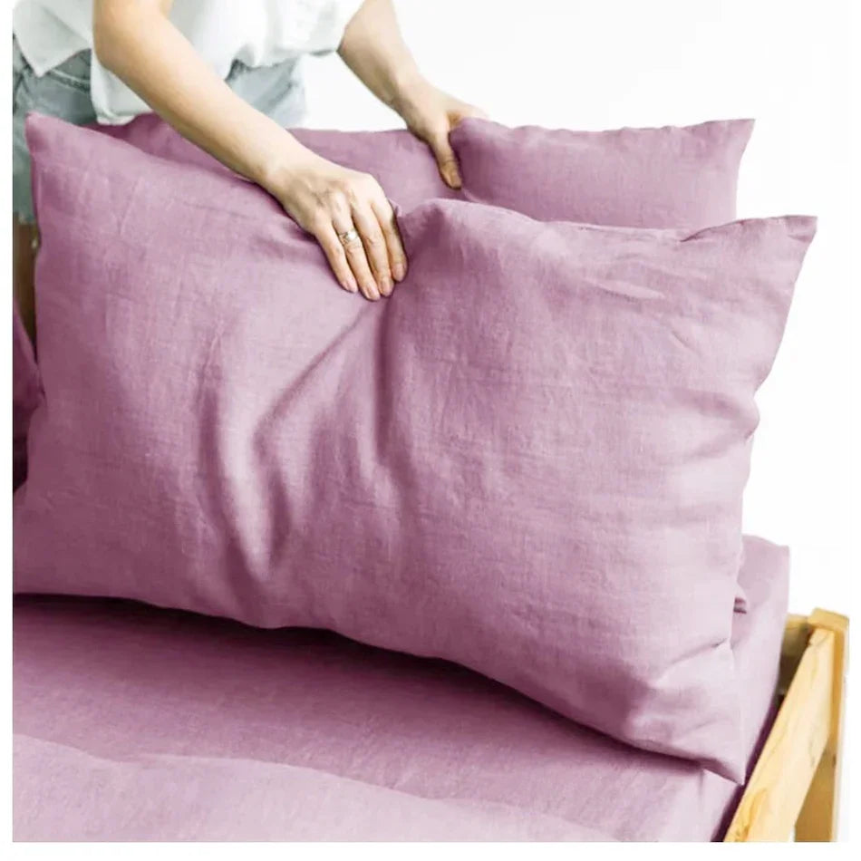 Funda de almohada de lino de 2 uds, fundas de almohada tipo sobre suaves y cómodas de lino Natural francés, decoración del hogar, funda de almohadas para dormitorio para todas las estaciones