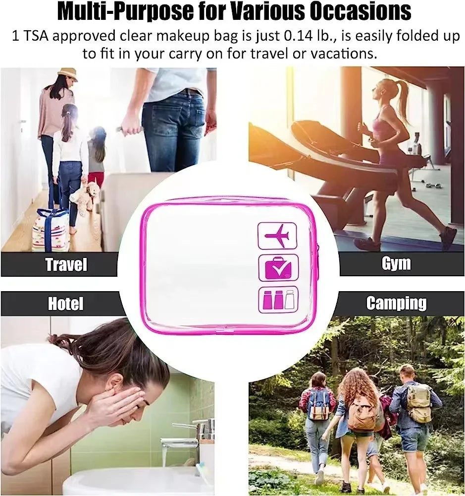 Bolsa organizadora de embalaje de viaje de PVC transparente para mujer, bolsa de viaje para cepillo de dientes, toalla, equipaje, bolsa de almacenamiento de artículos de tocador y cosméticos