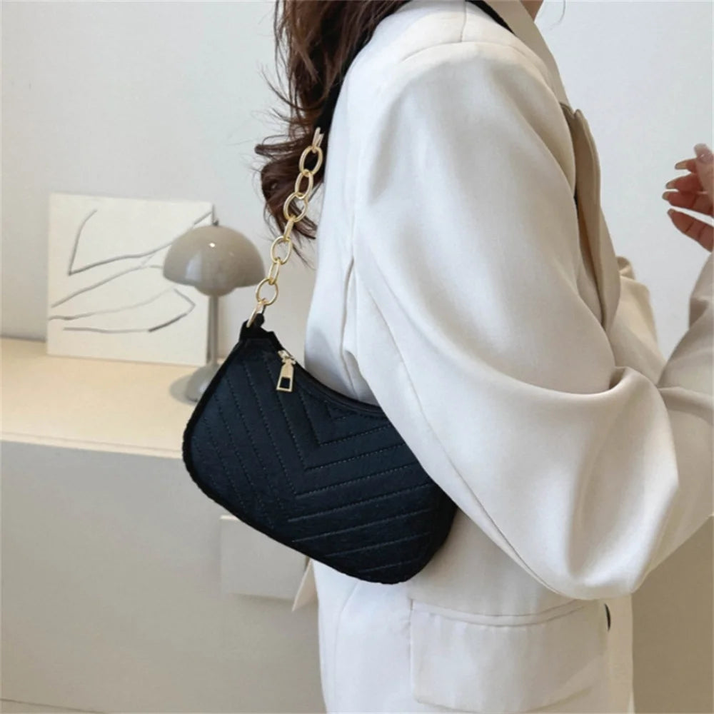 Mini bolsos de fieltro para mujer, bandoleras femeninas con textura de Color sólido, informales, ligeros, 2023
