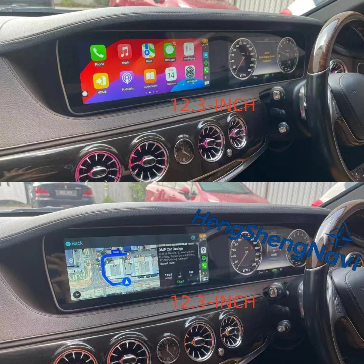 Radio para Auto Android Auto + Pantalla Digital Dual de 24.6 Pulgadas para Mercedes Benz Clase S W222 2014-2020 Reproductor Multimedia Estéreo Carplay