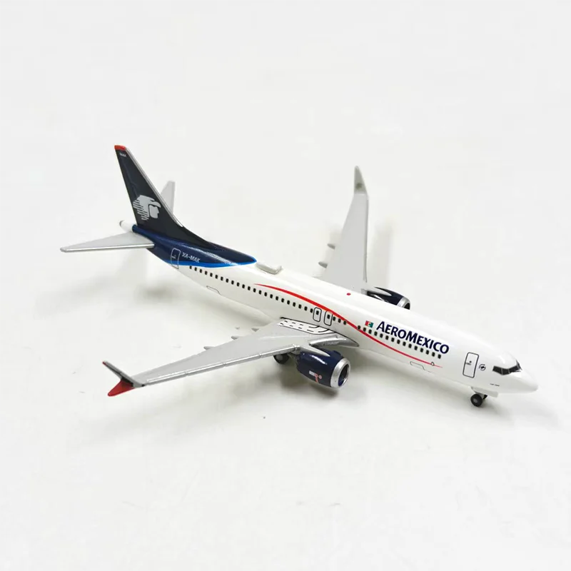 Modelo de avión de pasajeros Herpa Diecast Alloy a escala 1:500, Boeing 737 MAX 8 535595 de México, para exhibición y colecciones.