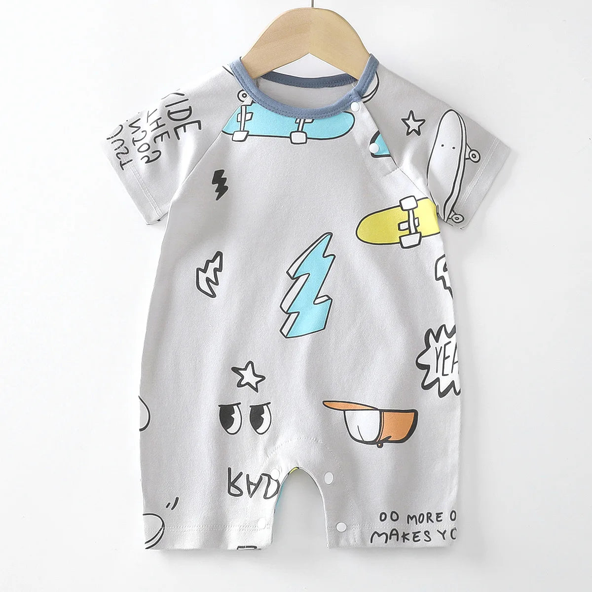 Monos de dibujos animados para bebé, mono de algodón transpirable de verano de manga corta para recién nacidos, niños y niñas, ropa para gatear