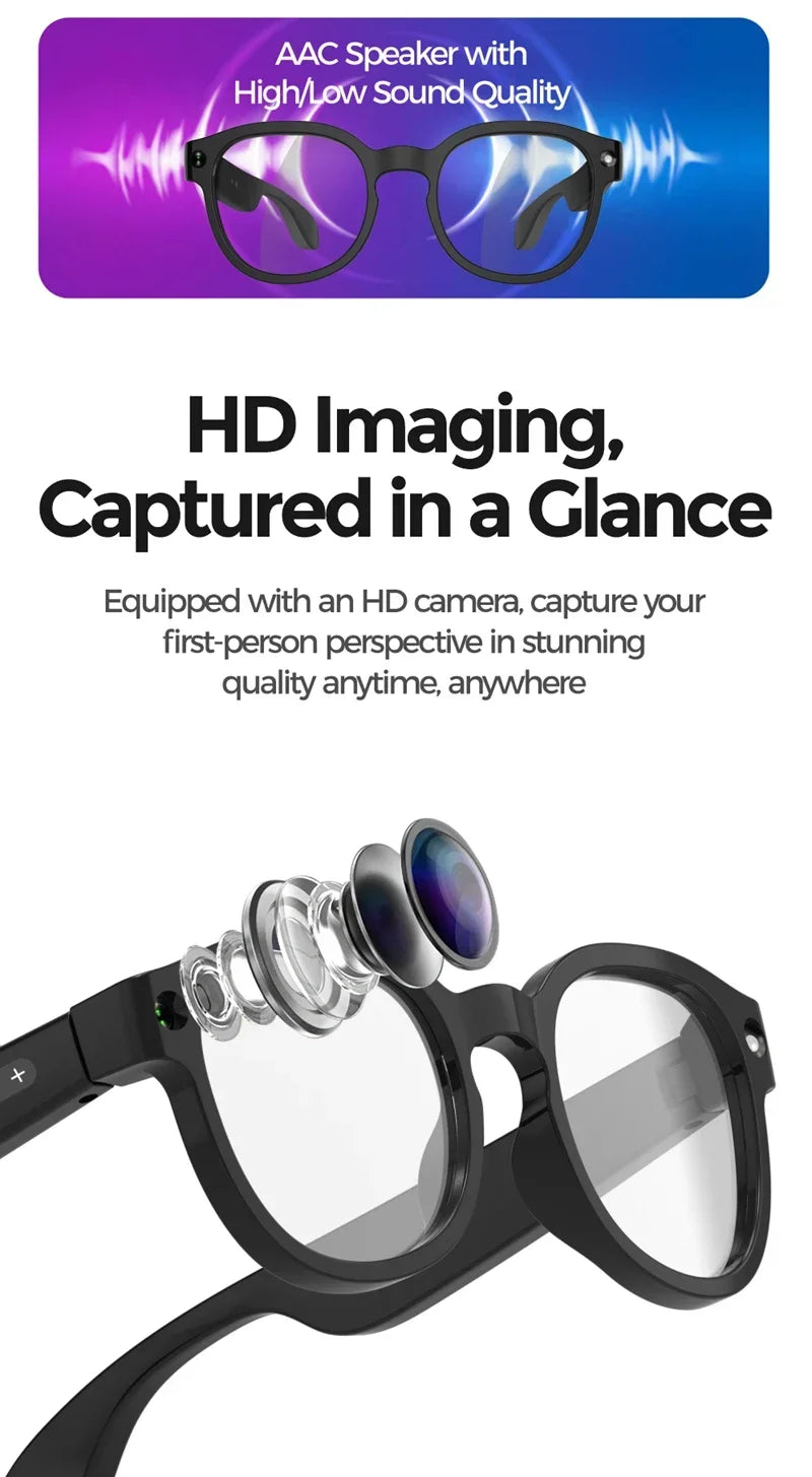 Gafas Inteligentes Lenovo con IA, Traducción por IA, Cámara HD de 8MP, Grabación de Imágenes 4K, Llamadas Bluetooth, Grabación de Música, Gafas de Sol Inteligentes, Novedad 2026