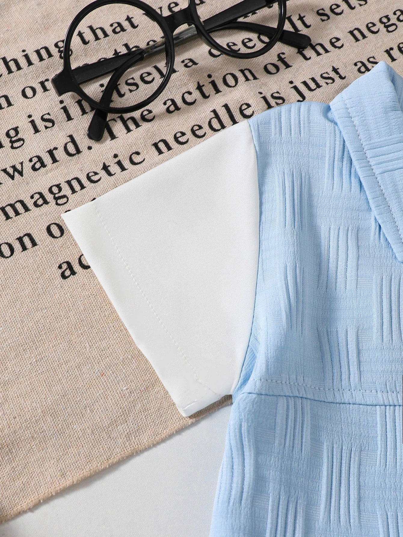 Conjunto de 2 piezas de moda para niños pequeños, conjunto de camiseta de manga corta con bloques de color y pantalones cortos para bebés recién nacidos de 0 a 3 años, ropa informal de verano