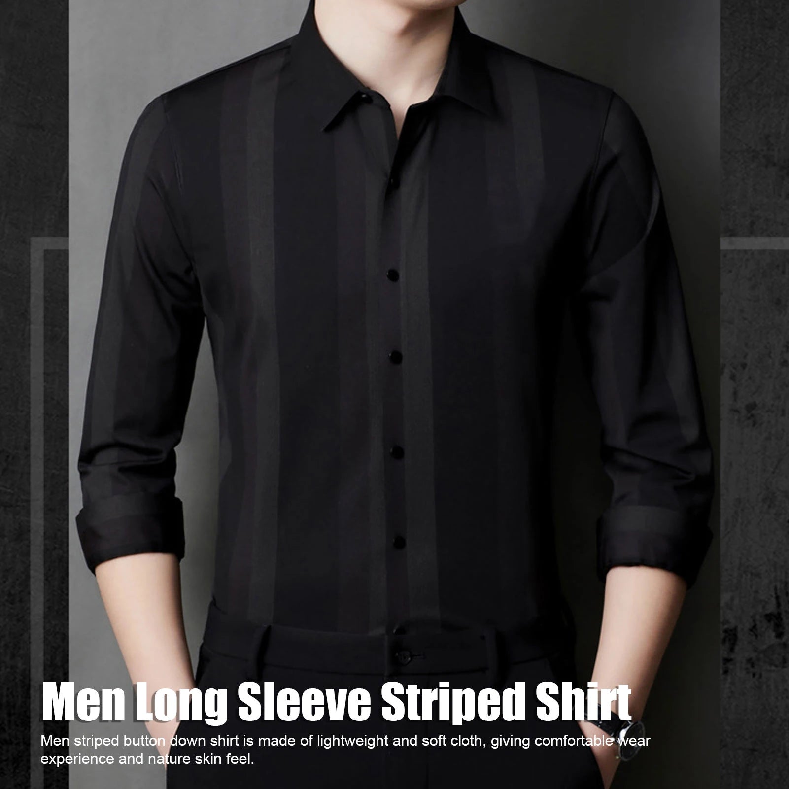 Camisa de manga larga de seda de hielo para hombre, camisa de manga larga para hombre, camisa de planchado sin rieles de alta flexibilidad, camisa de seda de hielo a rayas