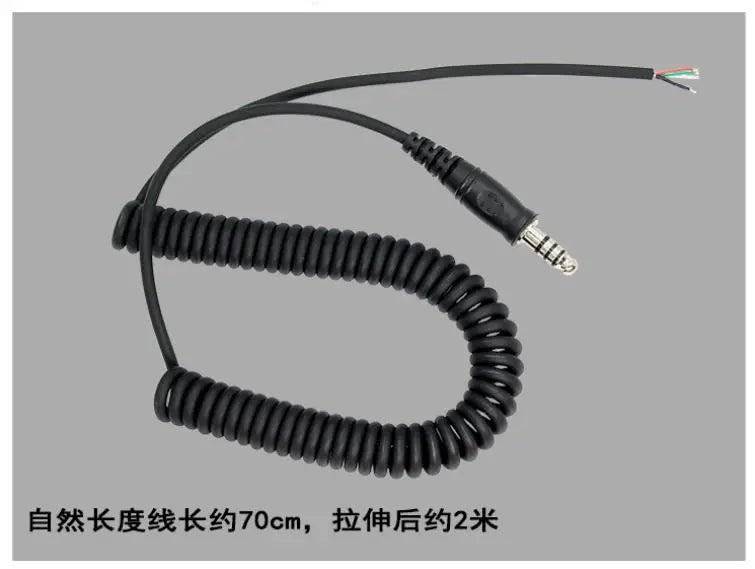 Cable adaptador de resorte de repuesto DIY para auriculares de helicóptero U174/U adaptador de auriculares Cable de Audio de resorte accesorios para auriculares