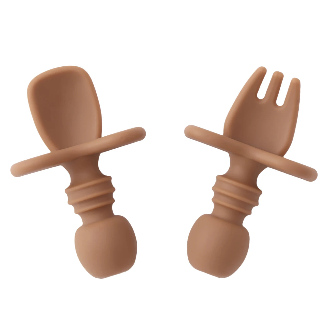 Color niños 2 uds juego de vajilla de silicona para bebé tenedor suave cuchara sin BPA Mini utensilios de alimentación portátiles Spork entrenamiento tenedor cuchara