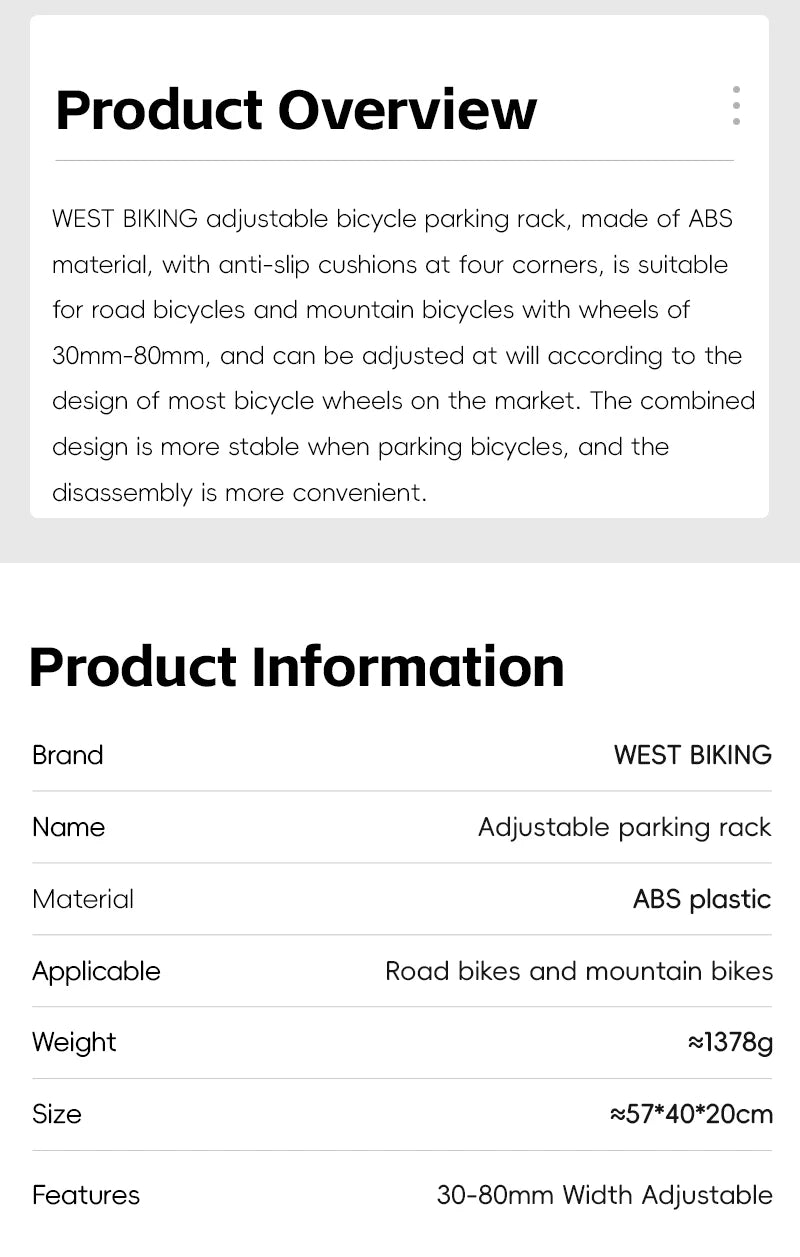 WEST BIKING-estante de estacionamiento para bicicleta, soporte Universal ajustable para bicicleta de montaña y carretera, soporte de estacionamiento para almacenamiento de bicicletas en interiores, accesorios para ciclismo