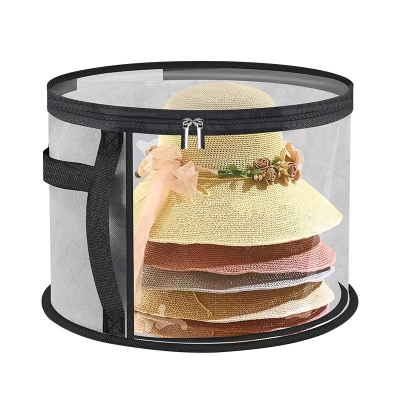 Caja de Almacenamiento Plegable Grande para Sombreros, Bolsa Transparente a Prueba de Polvo, Bolsa Portátil para Guardar Sombreros de Playa, Bolsa para Sombreros de Ala Redonda de Mezclilla