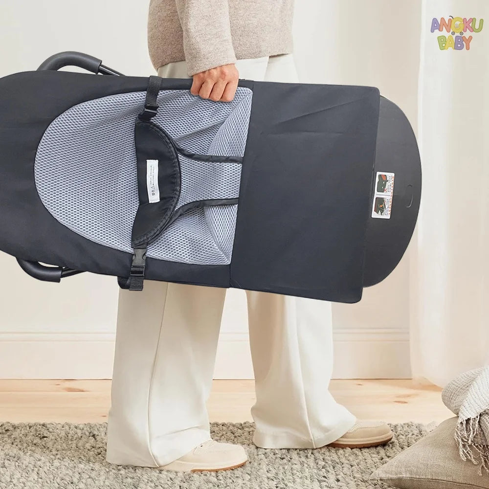 Silla Mecedora para Bebé Ajustable en 3 Alturas, Silla Columpio Plegable para Recién Nacidos de 0 a 12 Meses, Silla Mecedora Ajustable con Juguetes