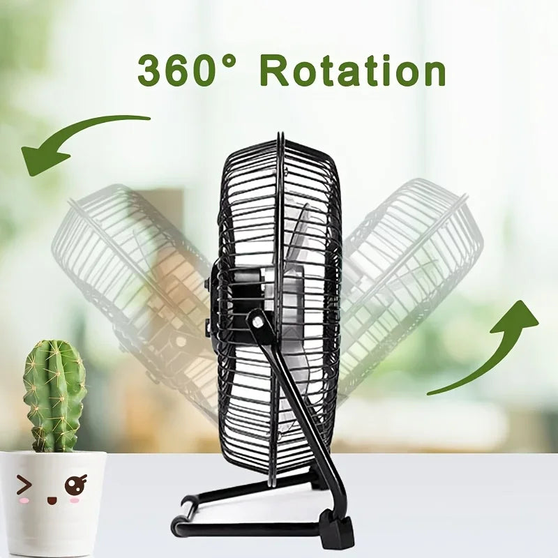 Ventilador de escritorio eléctrico USB portátil de escritorio de 4/6/8 "con 2 velocidades ajustables, 4 aspas para un fuerte flujo de aire y 360 °   Ángulo ajustable