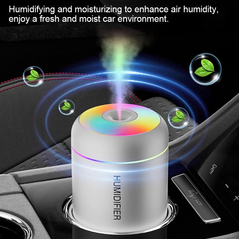 HOMEFISHMini-humidificador de aire, difusor de Aroma Usb, purificador de aceites esenciales, pulverizador de niebla fría, humidificador de escritorio LED para dormitorio y hogar