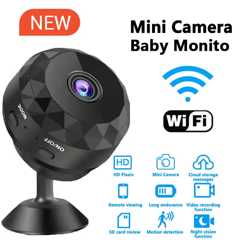 Mini cámara WiFi HD de 1080P, Monitor de bebé, vigilancia de seguridad interior, videocámara de visión nocturna, cámara IP, grabadora de Audio y vídeo