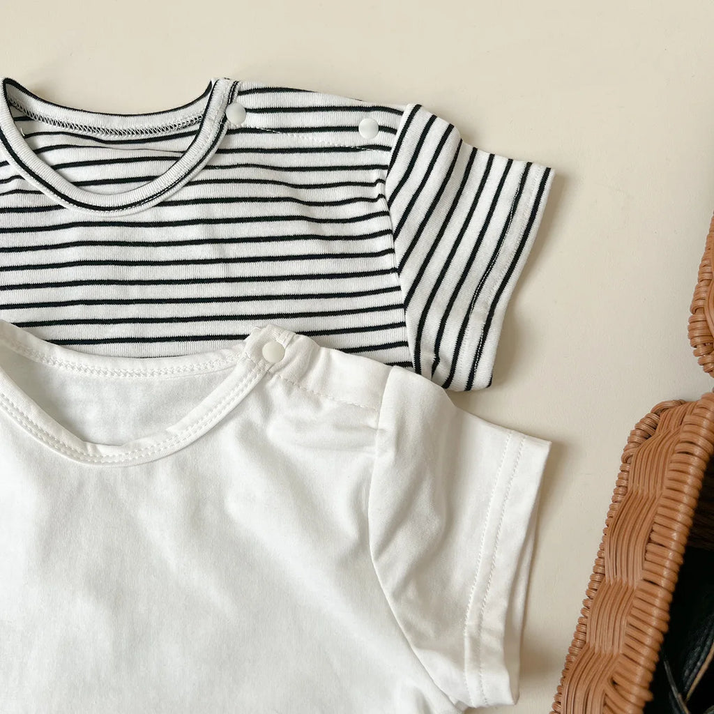 Conjunto de ropa UNITIM coreano de verano para bebés, camisetas de manga corta de algodón con tirantes, pantalones cortos finos, trajes para niños pequeños, 2 uds.