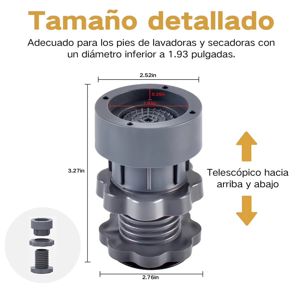 Base Antivibración para Lavadora, Almohadillas Antideslizantes y Amortiguadoras, Soporte Universal Elevador para Lavadora, Refrigerador, Reducción de Ruido y Humedad