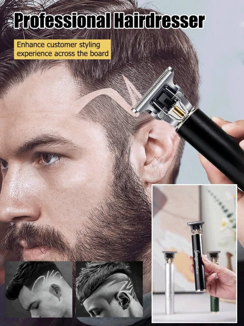 Cortadora de pelo profesional para hombres, Máquina para cortar cabello, peluquero, recargable, cortadora de pelo de Metal