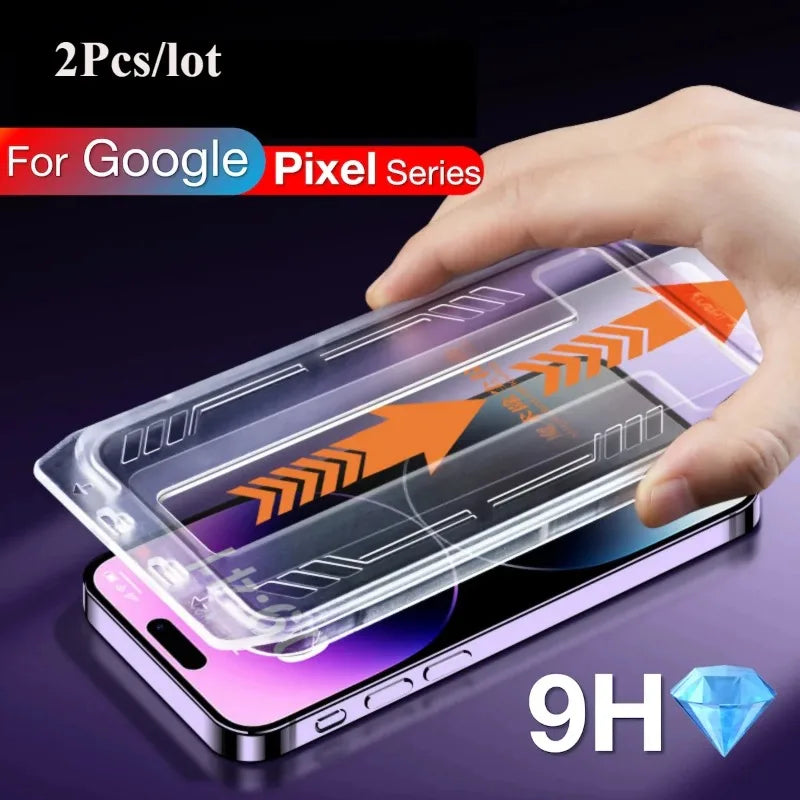2 uds HD vidrio templado instalación sin polvo para Google Pixel 6A 7A 8A 9A Protector de pantalla para Google 10 9Pro XL película de vidrio