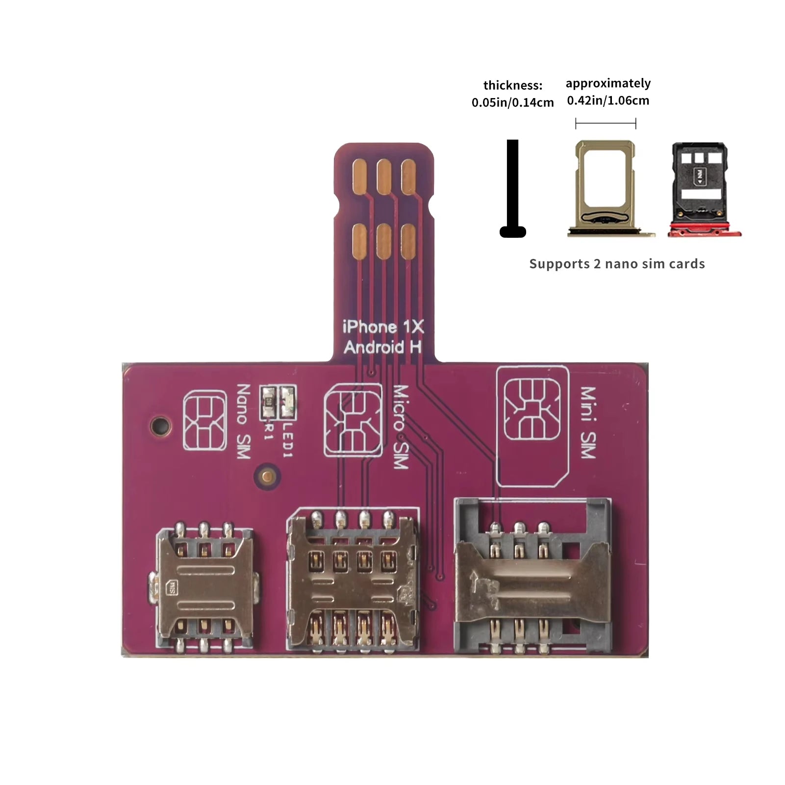 Para iPhone tarjeta SIM 4 en 1, adaptador de ranura para tarjeta externa, cambiador rápido de tarjetas, soporte para lector de tarjetas SIM para iPhone, reinicio gratuito Nano