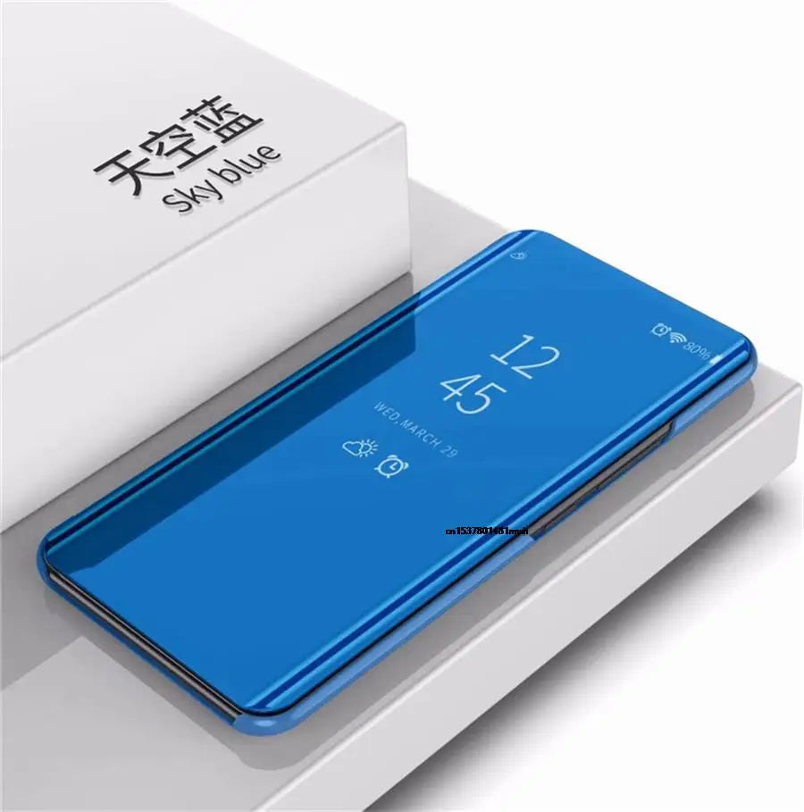 Funda con Tapa Abatible y Espejo Inteligente para Samsung Galaxy S25 Ultra, S25 Edge, S24 Plus, S25Plus, S25Ultra, S25Edge, Funda de Cuero para Teléfono