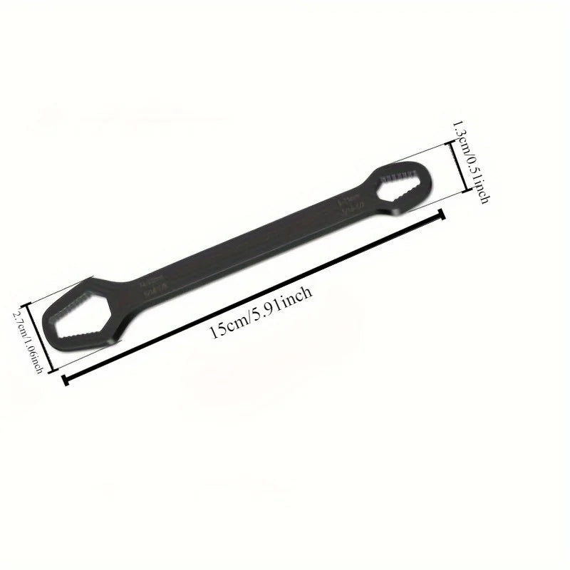 Llave Universal de doble punta, llave de reparación de tuercas de tornillo autoajustable de 3-17mm, llave de trinquete de doble cabeza, ajustable, 1 ud.