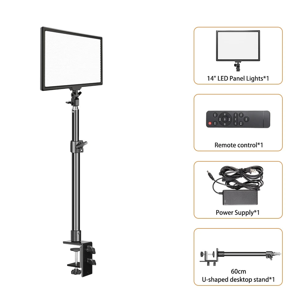 Panel de luz LED potente SH 45W, pantalla LCD de tres colores, lámpara de atenuación continua 1-100% para estudio fotográfico, grabación de vídeo profesional
