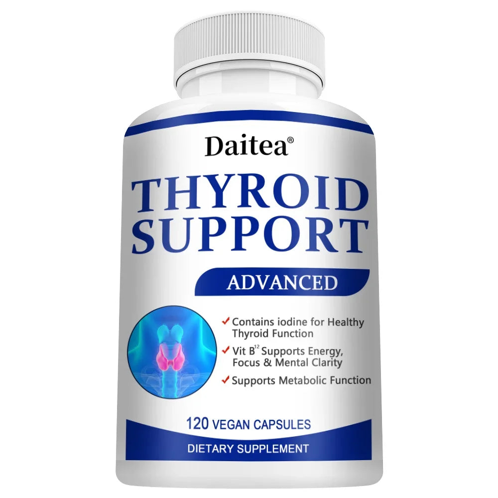 Suplemento Tiroideo con L-tirosina, Iodo, Zinc y Selenio - Promueve la Memoria, Cognitiva, Salud y Metabolismo de Tiroides, NO-GMO