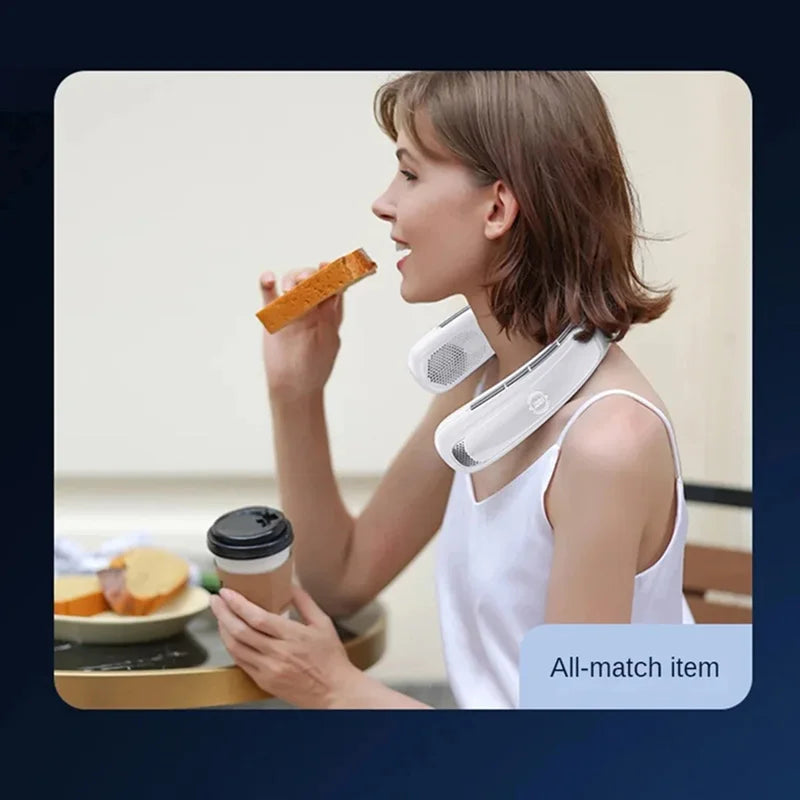 Nuevo ventilador de cuello portátil de 15000mAh pantalla Digital inteligente USB recargable al aire libre ventilador de cuello de enfriamiento silencioso sin aspas para verano